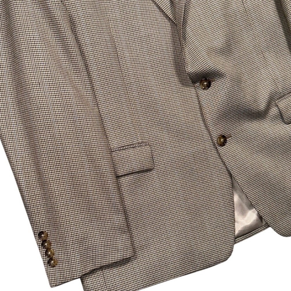 Lauren Ralph Lauren Blazer Mens 46R Tan Brown Houndstooth Sport Coat - Picture 6 of 7